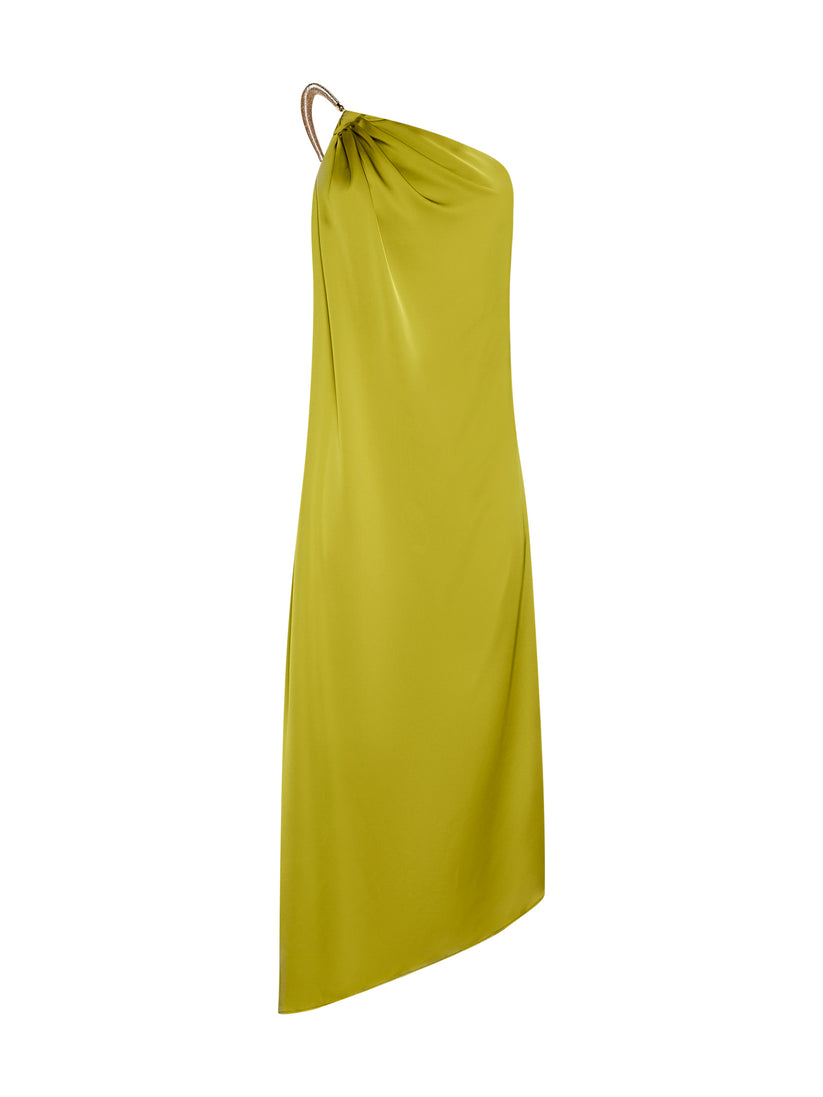 Space Simona Corsellini Abito Lungo Monospalla In Raso Fluido