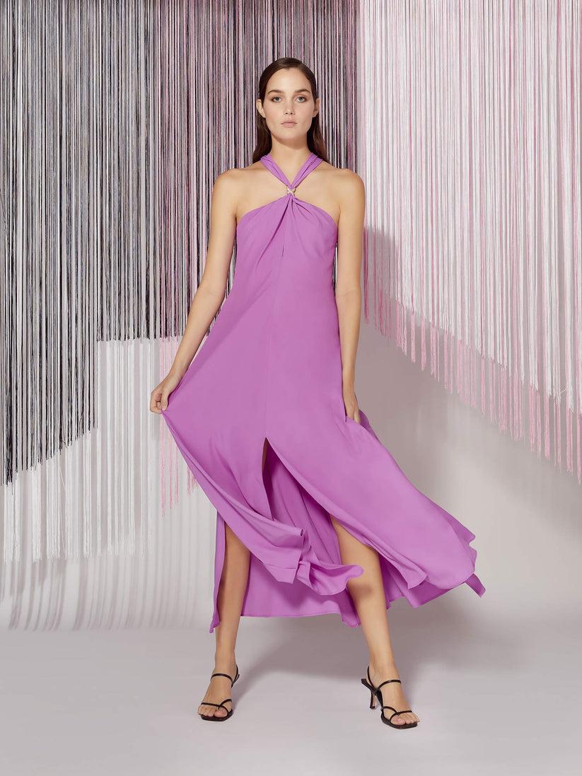 Space Simona Corsellini Abito Lungo Svasato In Acetato Seta