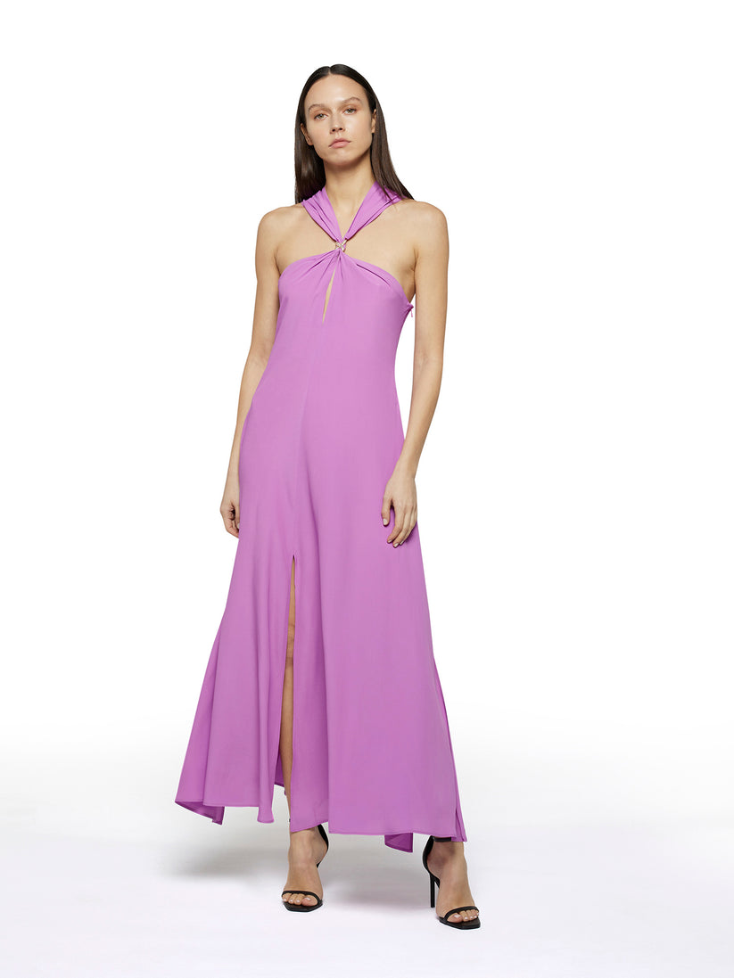 Space Simona Corsellini Abito Lungo Svasato In Acetato Seta