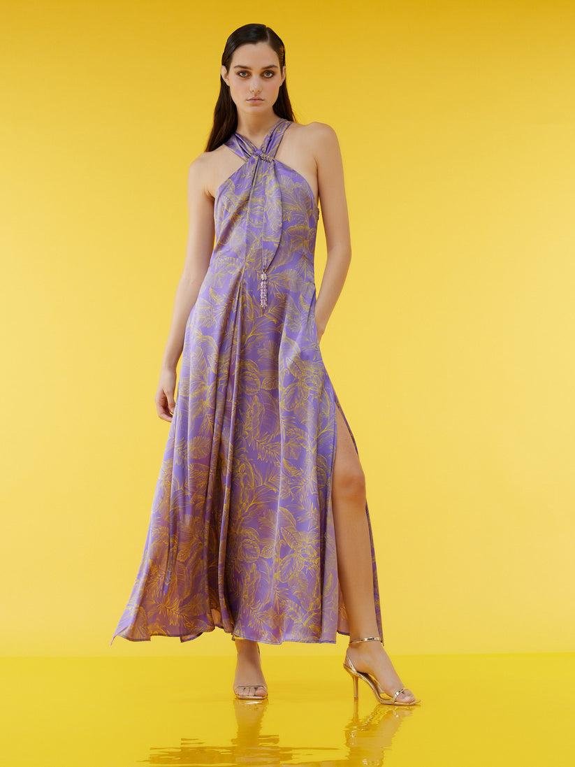 Space Simona Corsellini Abito Lungo Svasato In Stampa Eden