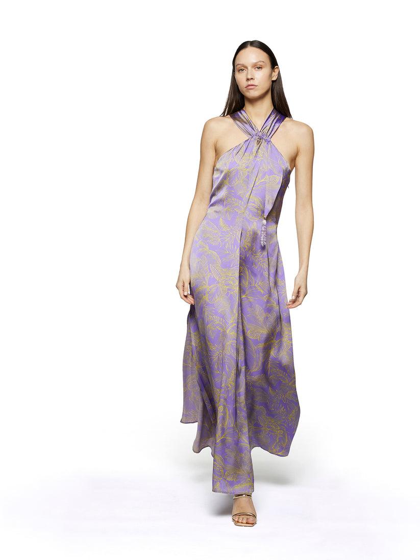 Space Simona Corsellini Abito Lungo Svasato In Stampa Eden