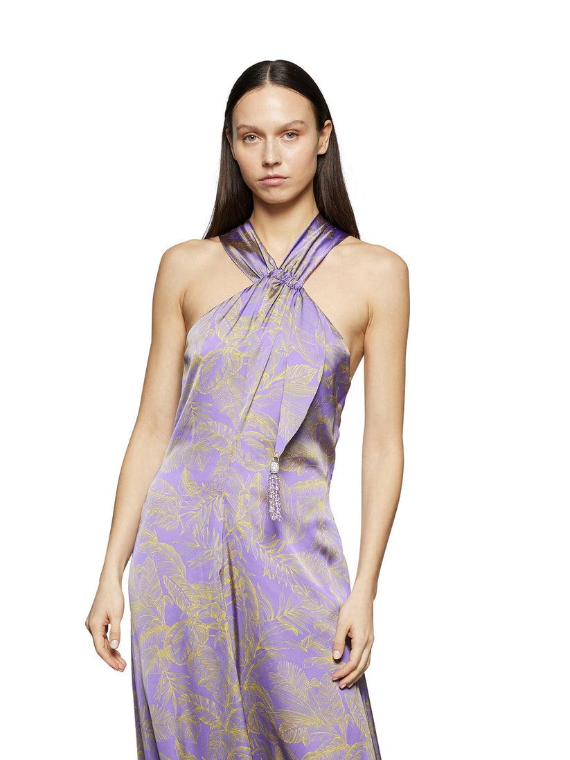 Space Simona Corsellini Abito Lungo Svasato In Stampa Eden