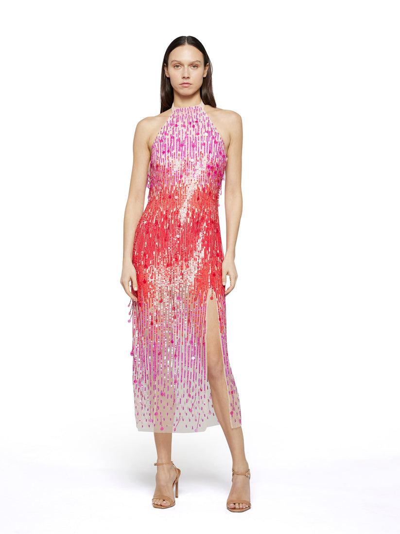 Space Simona Corsellini Abito Midi In Ricamo Degradè