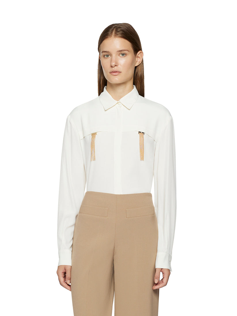 Space Simona Corsellini Camicia In Acetato Seta Con Doppio Passante Frange Pendenti