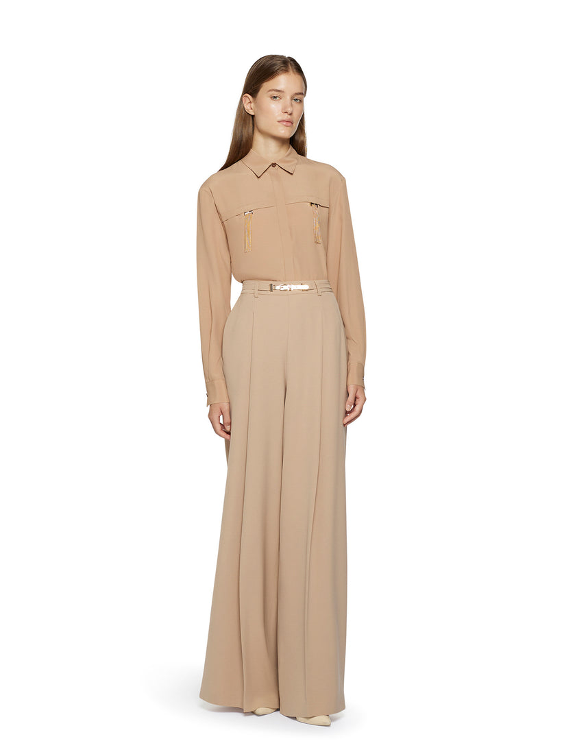 Space Simona Corsellini Camicia In Acetato Seta Con Doppio Passante Frange Pendenti