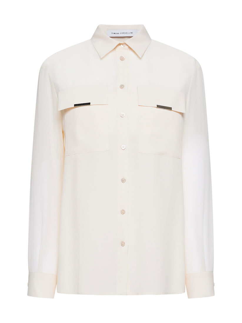 Space Simona Corsellini Camicia see-through in acetato seta e georgette