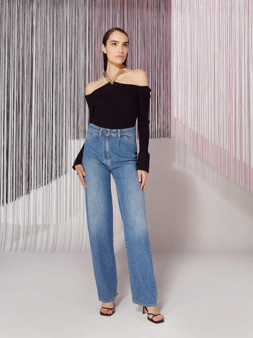 Space Simona Corsellini Denim Con Pinces In Tela Comfort Meccanico