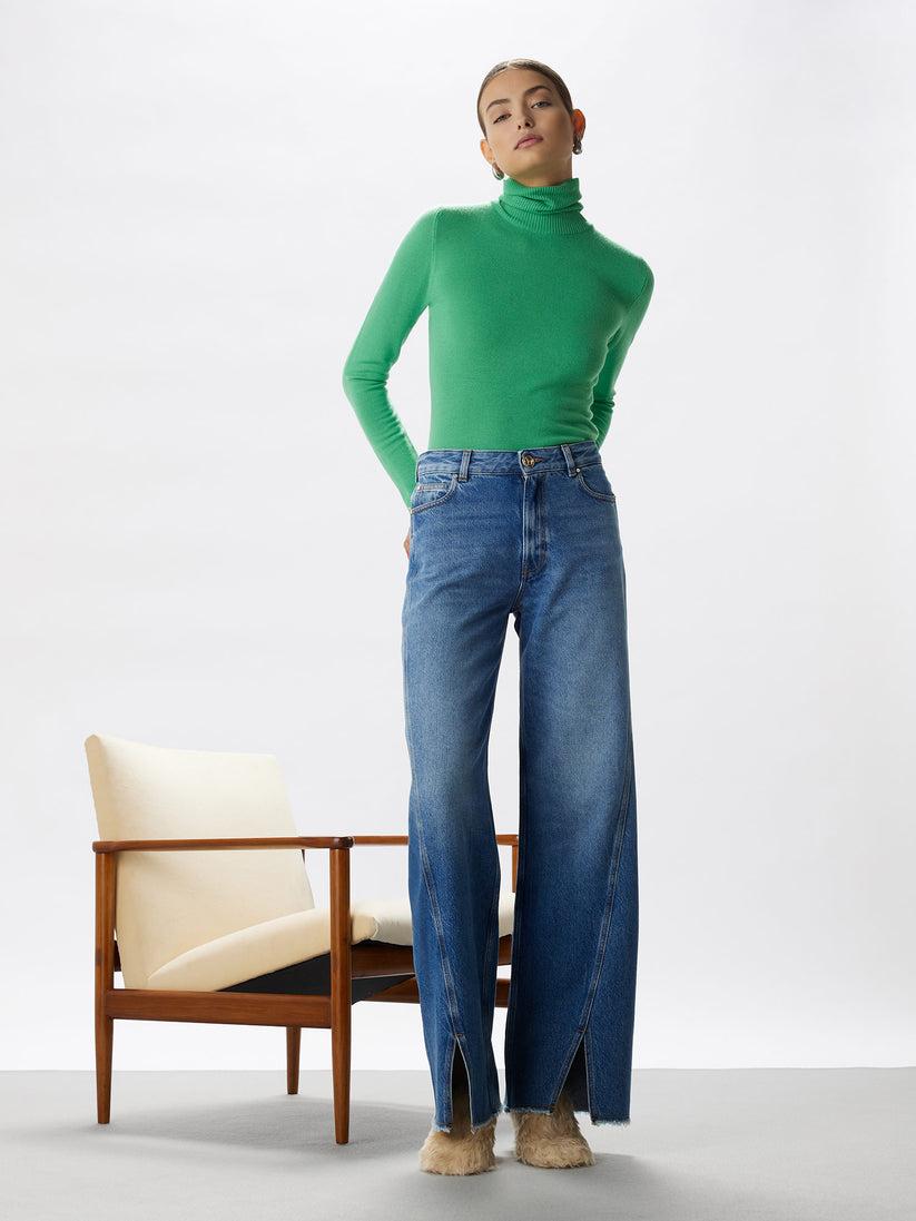 Space Simona Corsellini Denim Largo Con Spacchi In Fondo