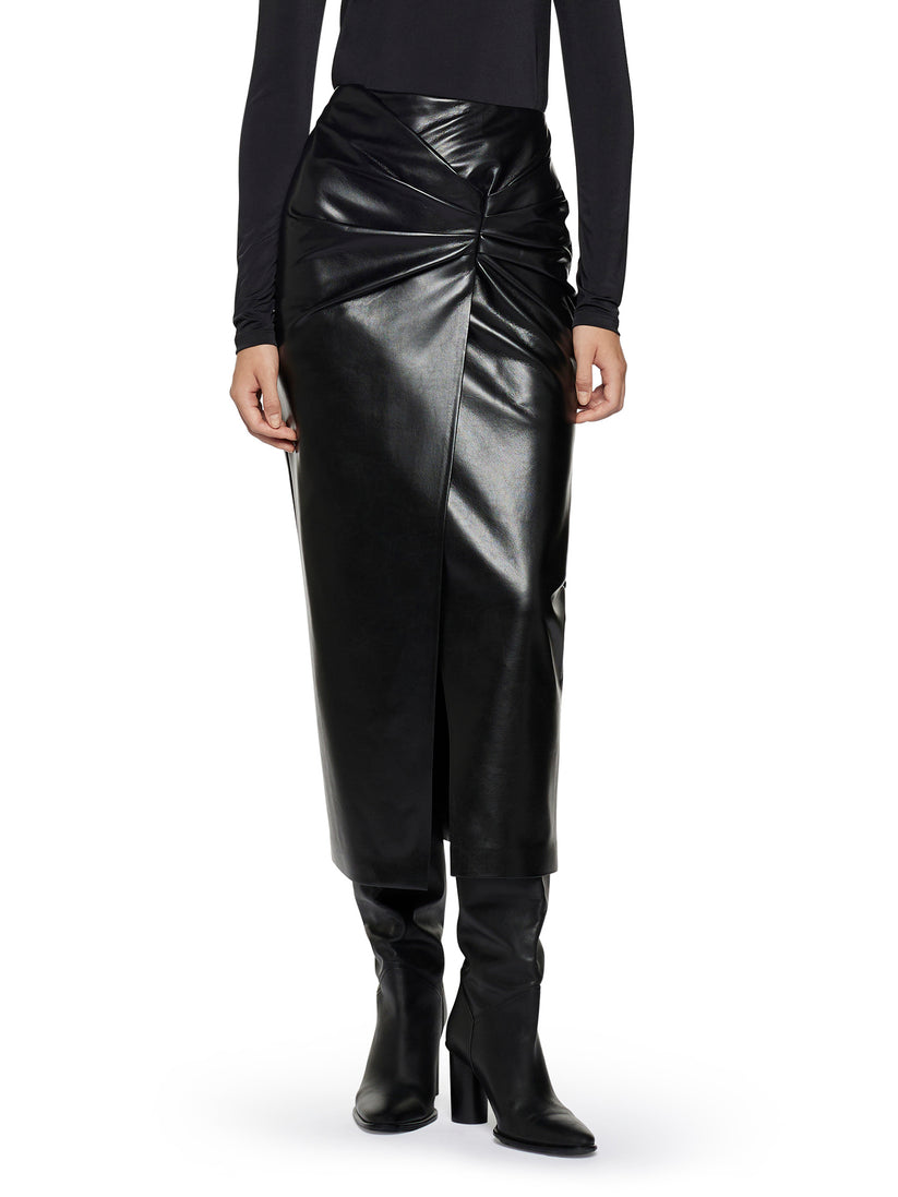 Space Simona Corsellini Gonna In Vegan Leather Con Nodo In Vita