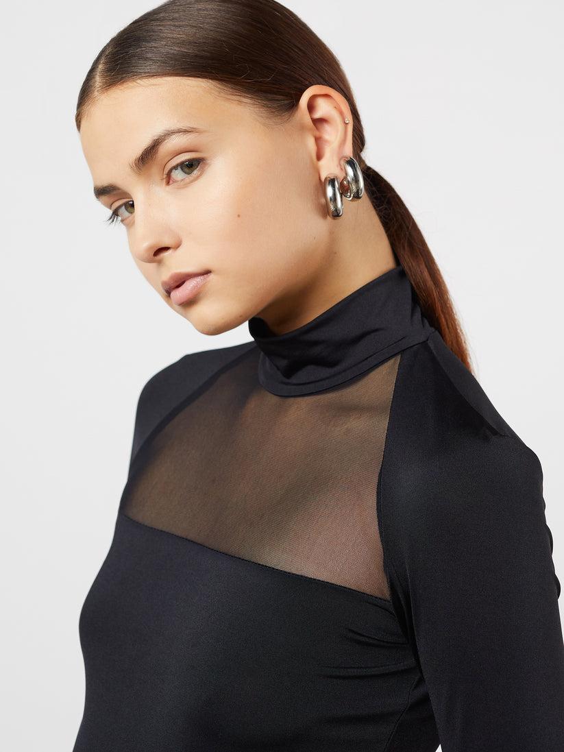 Space Simona Corsellini Maglia a collo alto in jersey e inserto in tulle