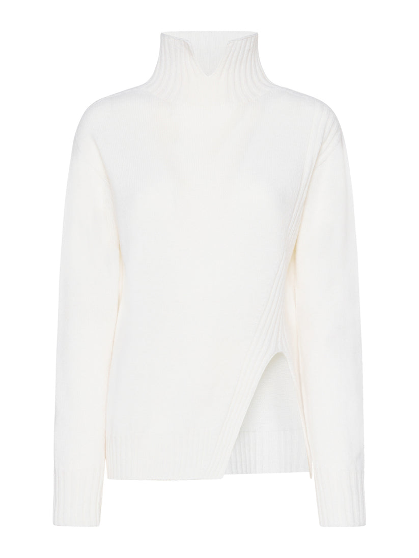 Space Simona Corsellini Maglia con collo alto aperto e spacco obliquo nel davanti