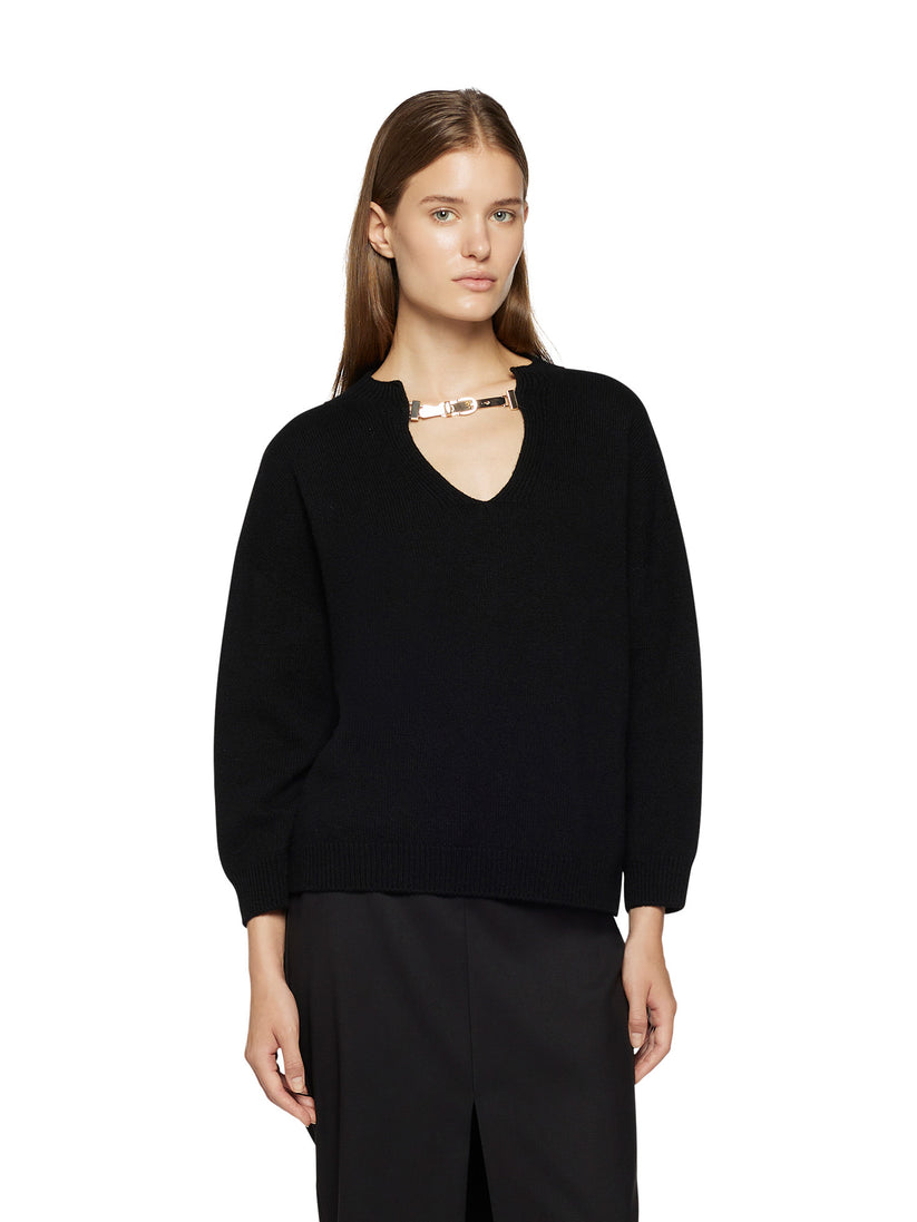 Space Simona Corsellini Maglia Con Scollo A V E Dettaglio Fibbia Metallica