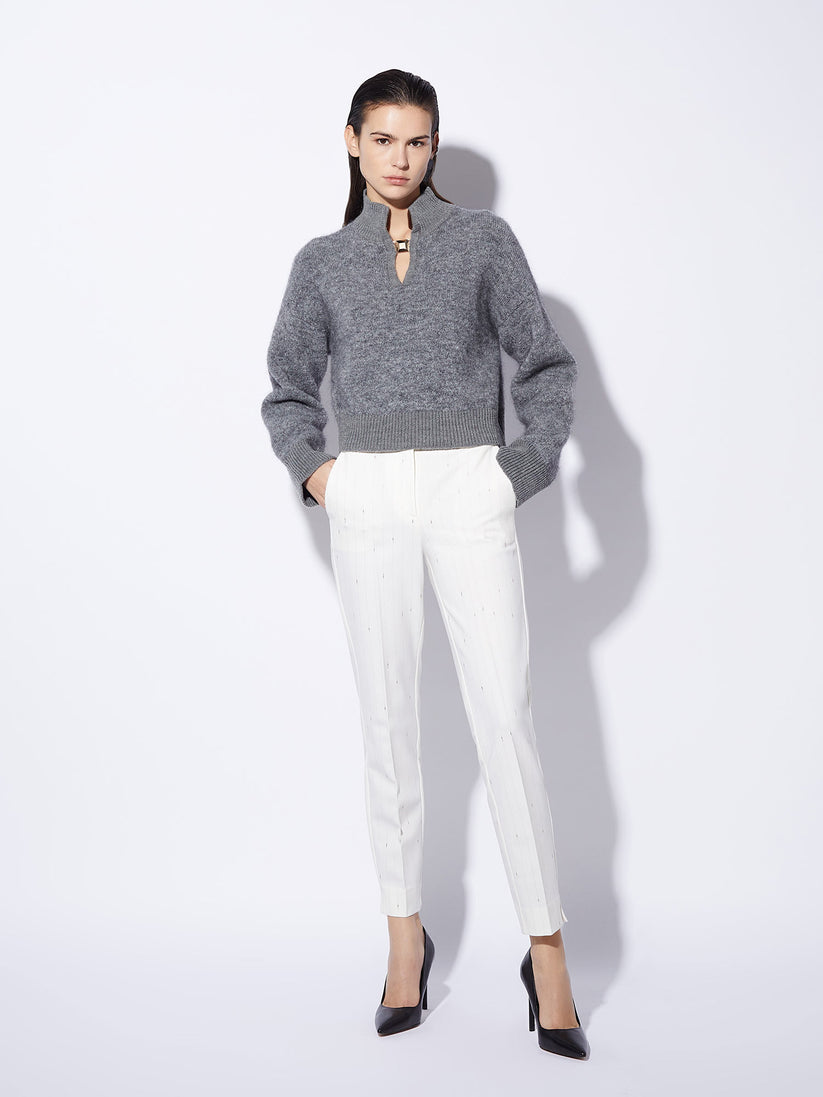 Space Simona Corsellini Pantalone A Sigaretta Gessati Con Spacchi In Fondo