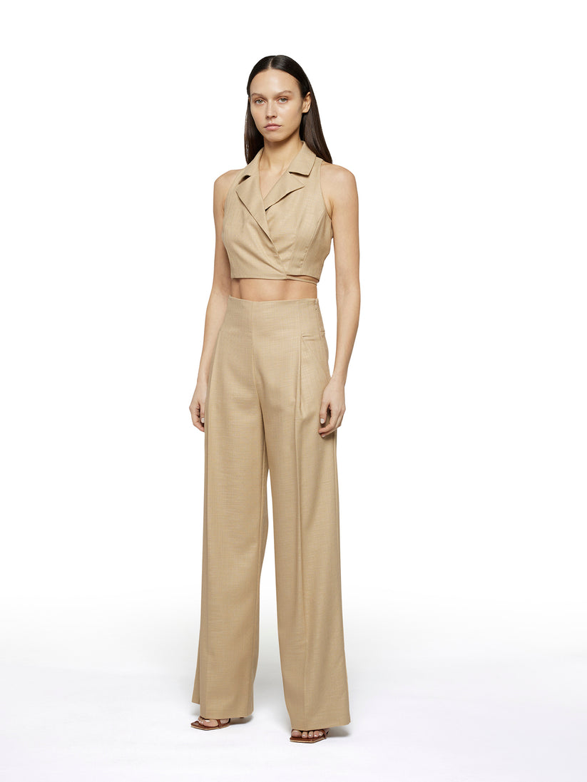 Space Simona Corsellini Pantalone Ampio Con Tasche Oblique In Tramato Luxury