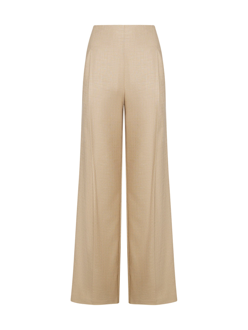 Space Simona Corsellini Pantalone ampio con tasche oblique in tramato luxury