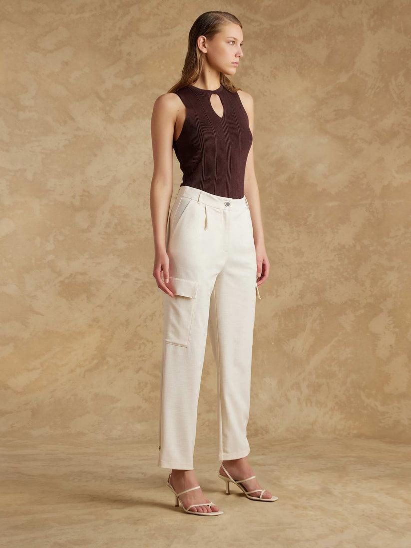 Space Simona Corsellini Pantalone Cargo In Tramato Luxury