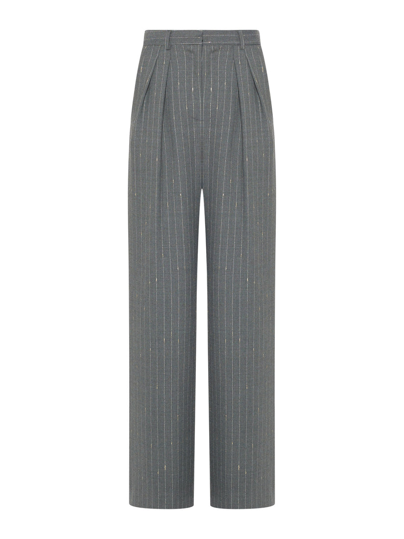 Space Simona Corsellini Pantalone Largo gessato con doppia pence Space Simona Corsellini Pantalone Largo gessato con doppia pence