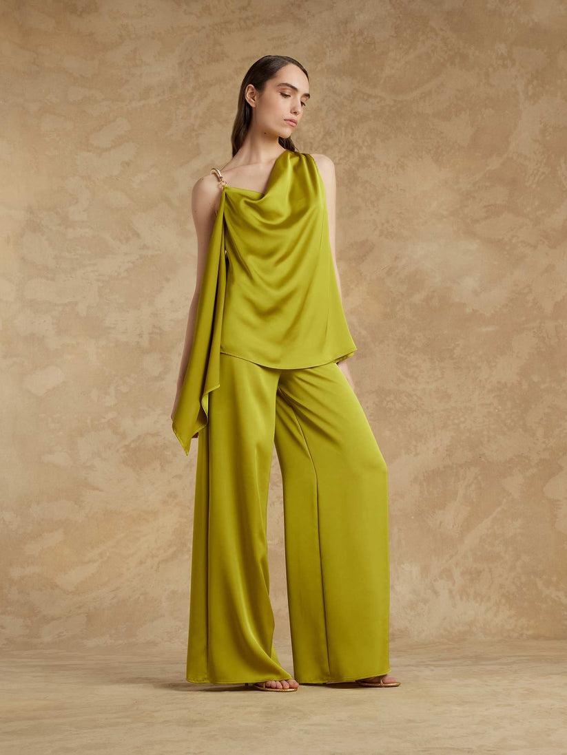 Space Simona Corsellini Pantalone Palazzo In Raso Fluido