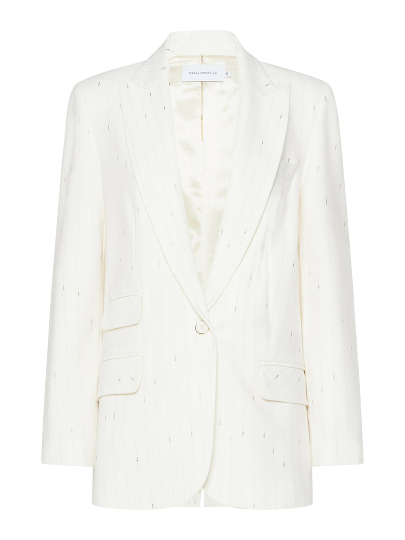 Space Simona Corsellini Giacca monopetto gessata Space Simona Corsellini Giacca monopetto gessata