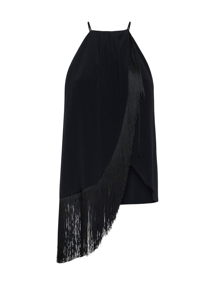 Space Simona Corsellini Top in acetato seta con frange