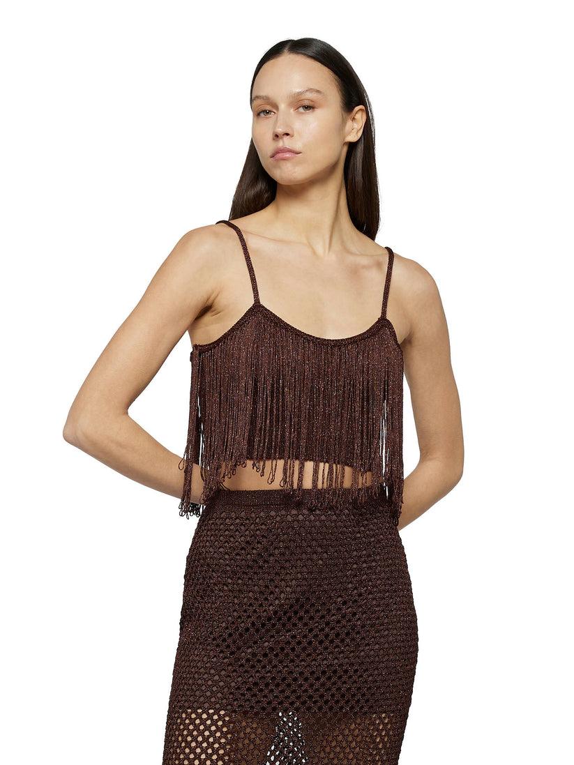 Space Simona Corsellini Top In Crochet Lurex Con Frange