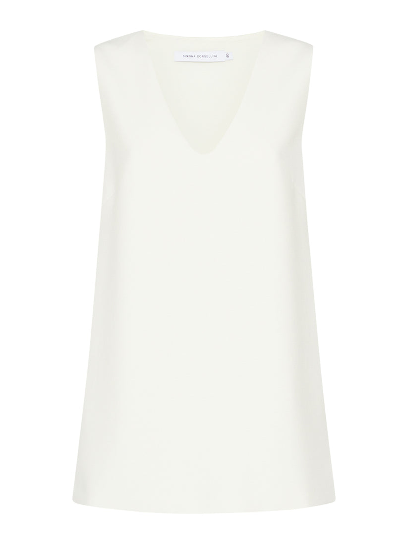 Space Simona Corsellini Tunica In Poly Cotone Viscosa Elastan Con Scollo A V