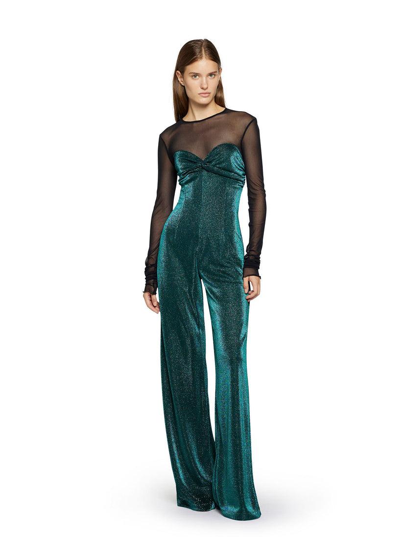 Space Simona Corsellini Tuta In Jersey Lurex Con Inserto In Tulle