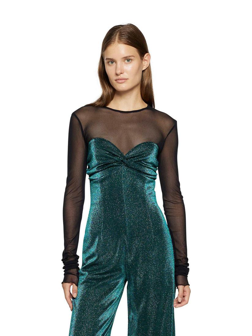 Space Simona Corsellini Tuta In Jersey Lurex Con Inserto In Tulle