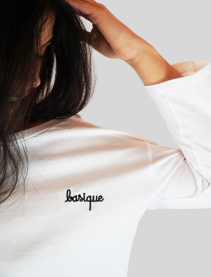 Spatarella Abbigliamento Donna Maglia In Cotone Bianco Basique Manica Lunga