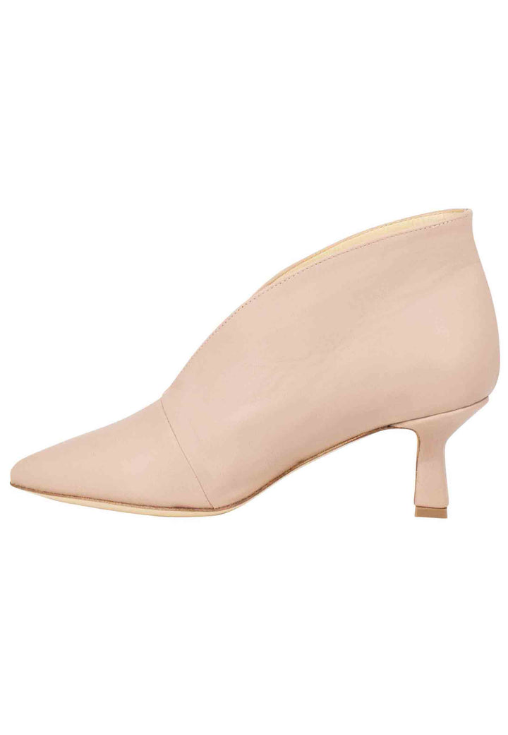 Spatarella Ankle Boot Donna In Pelle Cipria Con Tacco Basso