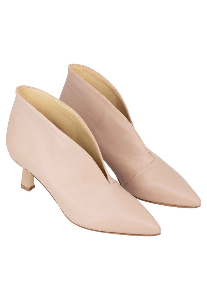 Spatarella Ankle Boot Donna In Pelle Cipria Con Tacco Basso