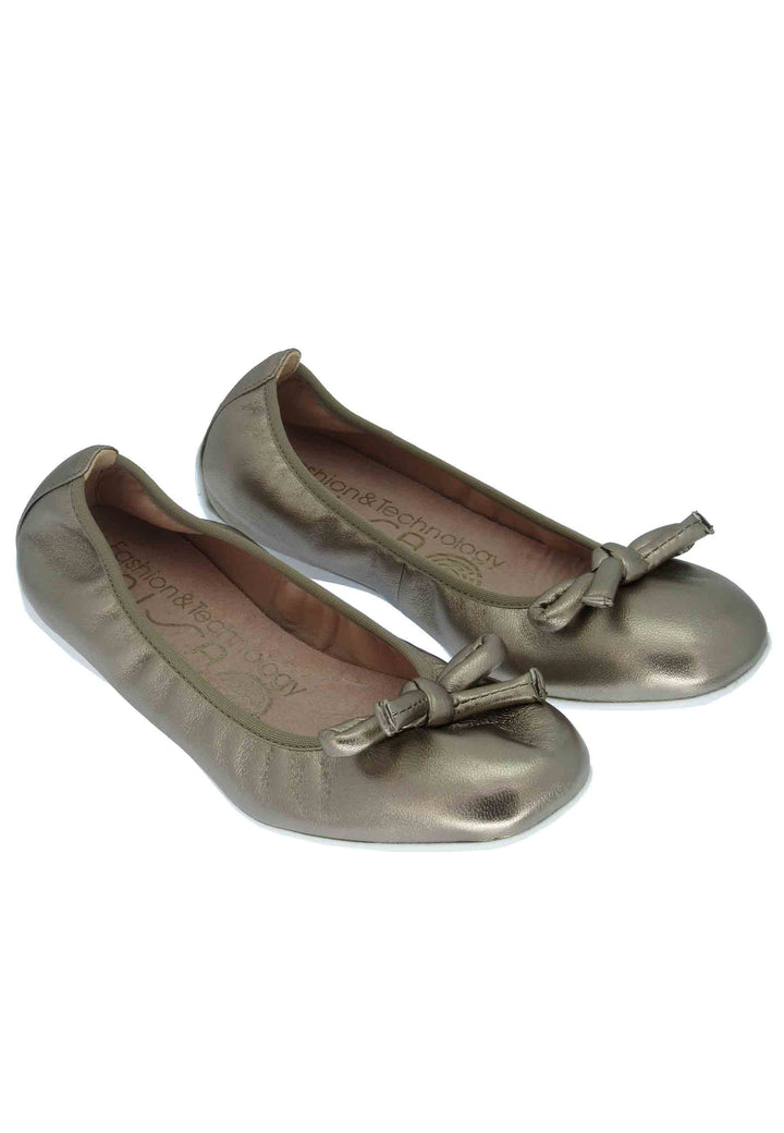 Spatarella Ballerine Donna Aleda In Pelle Bronzo E Fondo Basso In Gomma