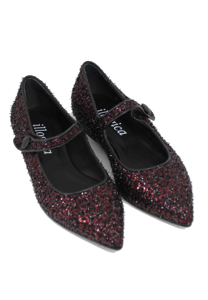 Spatarella Ballerine Donna In Tessuto Glitter Rosso