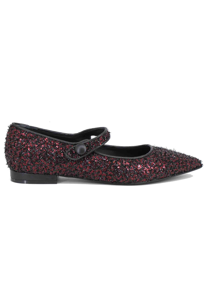 Spatarella Ballerine donna in tessuto glitter rosso