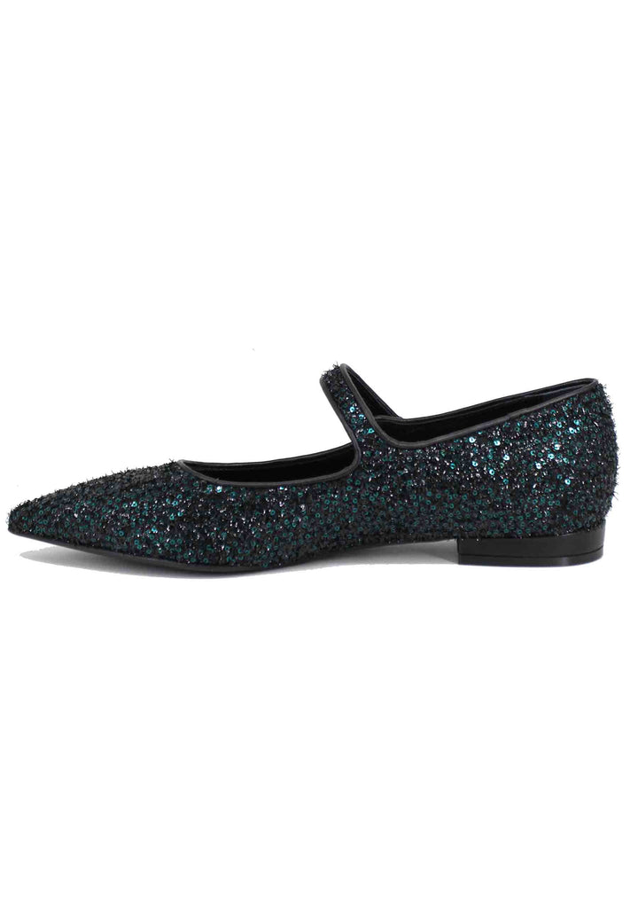 Spatarella Ballerine Donna In Tessuto Glitter Verde