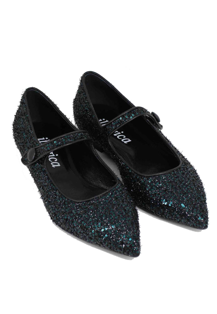 Spatarella Ballerine Donna In Tessuto Glitter Verde