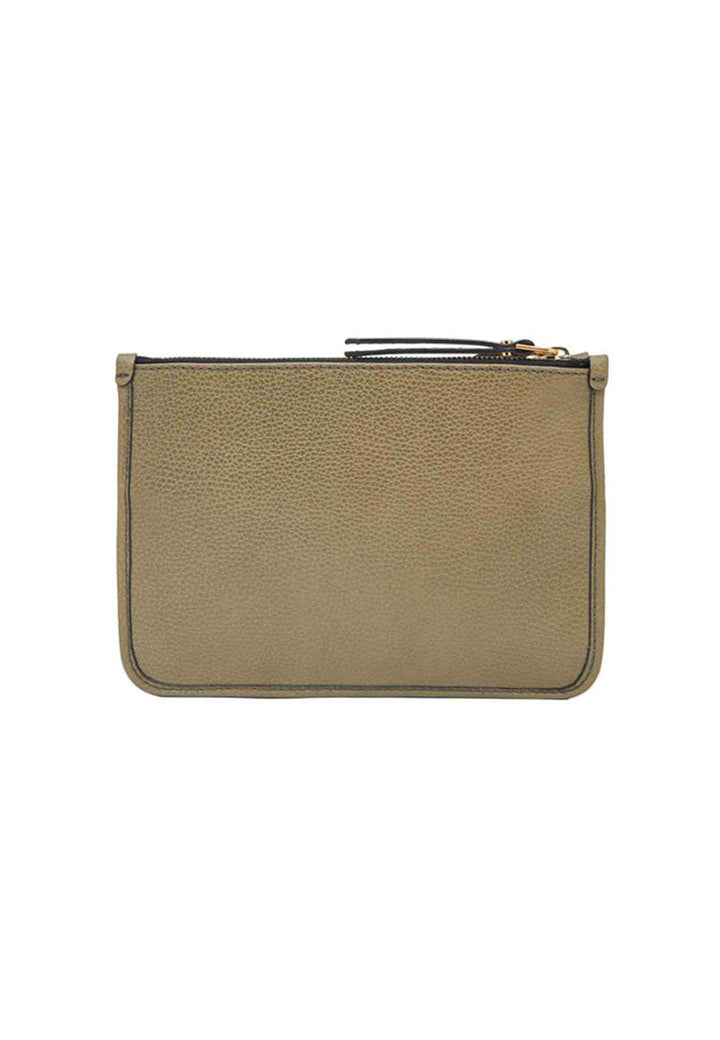 Spatarella Borsa Donna Pochette Debbie New In Pelle Verde Con Tracolla In Tessuto