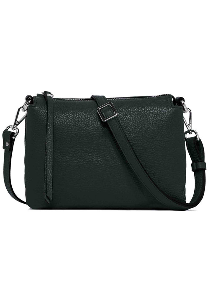 Spatarella Borsa Donna Pochette Three In Pelle Verde Con Tracolla Removibile In Tono