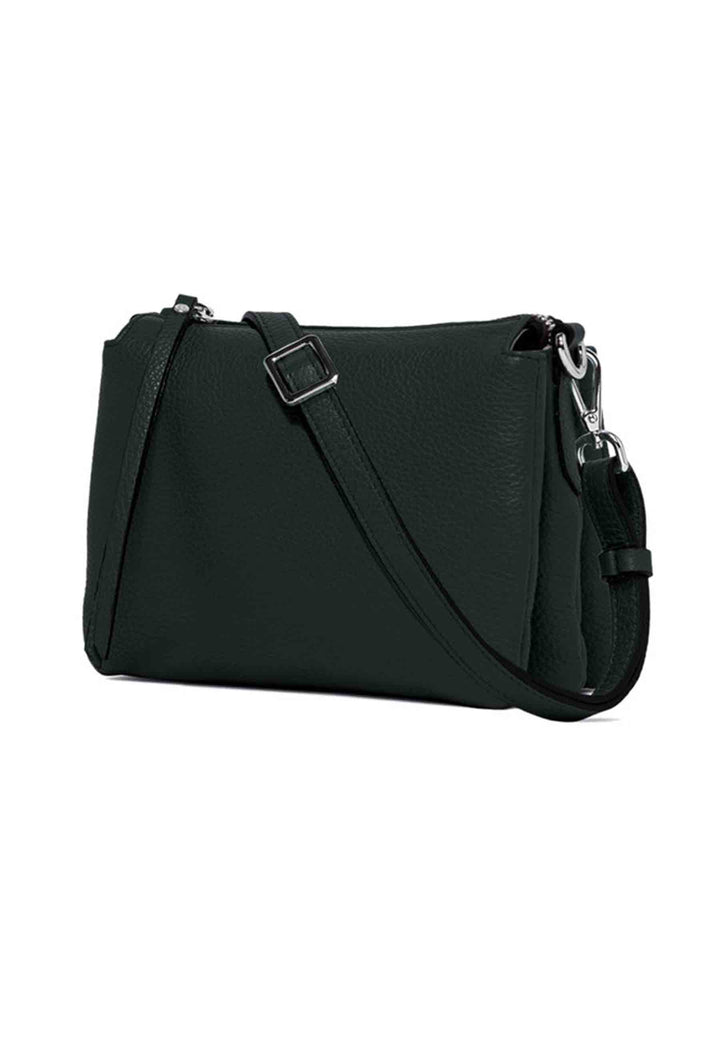 Spatarella Borsa Donna Pochette Three In Pelle Verde Con Tracolla Removibile In Tono