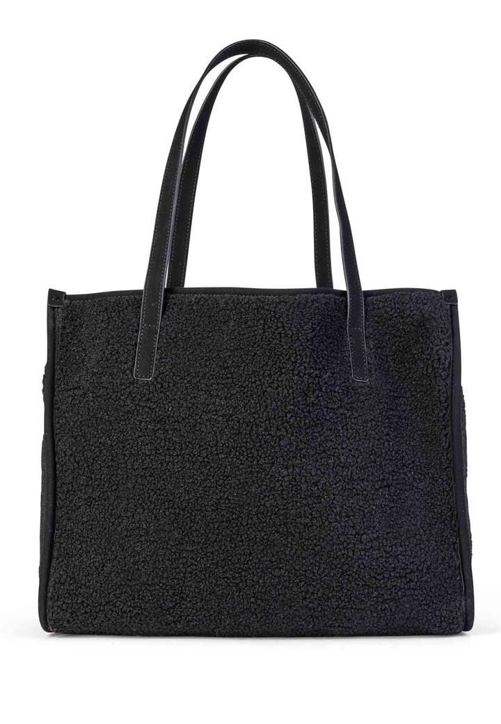 Spatarella Borsa Donna Tote A Spalla In Teddy Nero Sussex Shopping