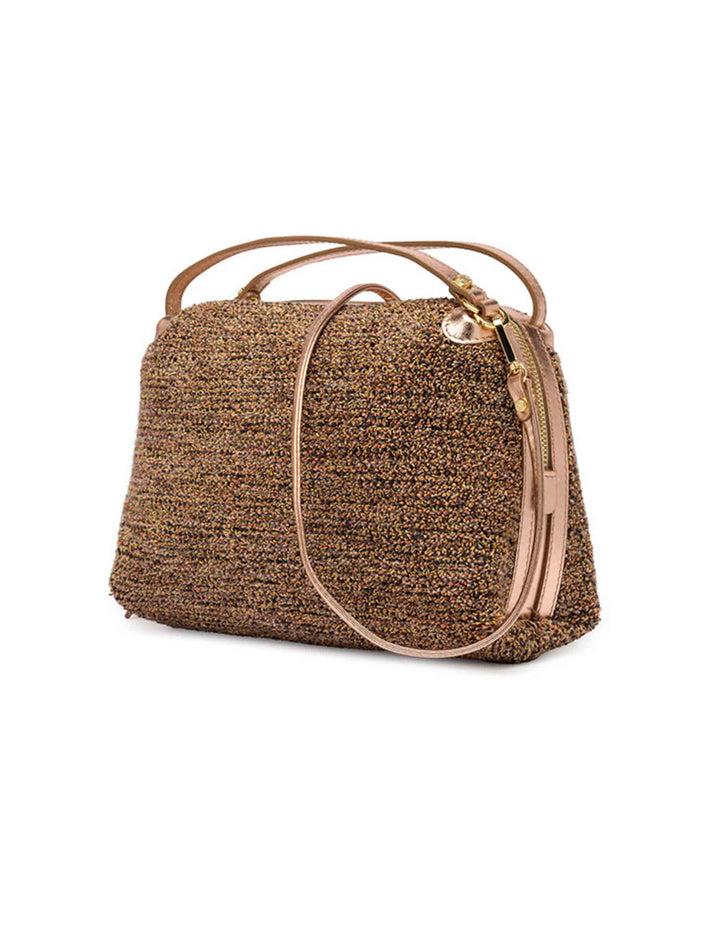 Spatarella Borse A Mano Donna Alifa In Tessuto Terra E Oro Con Tracolla Removibile