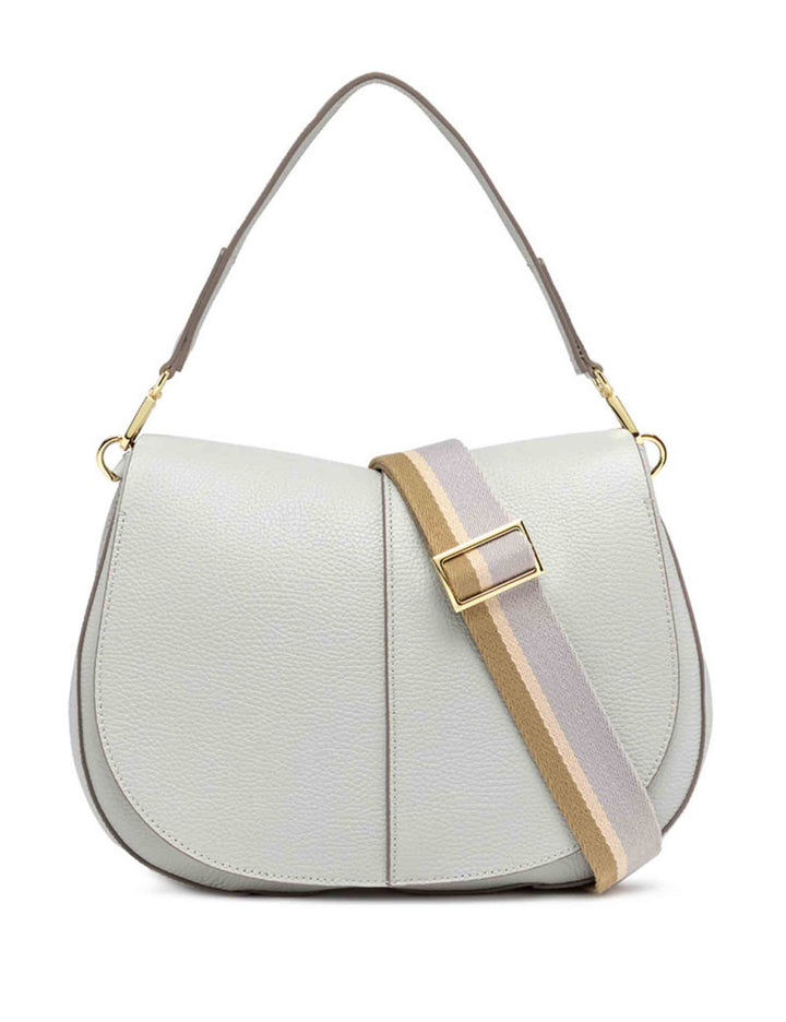 Spatarella Borse A Spalla Donna Helena Round In Pelle Grigia