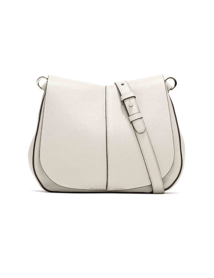 Spatarella Borse A Spalla Donna Helena Round In Pelle Panna Con Doppia Tracolla