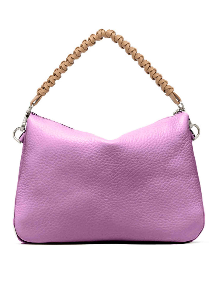 Spatarella Borse A Spalla Donna Mia In Pelle Viola Con Manico In Pelle Intreciato E Tracollla Regolabile