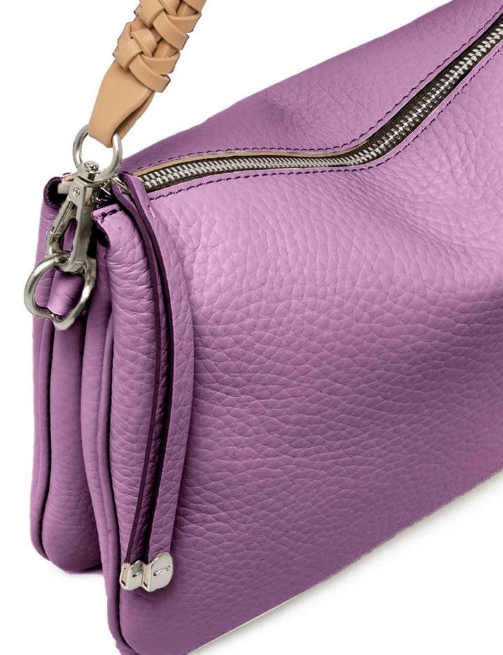 Spatarella Borse A Spalla Donna Mia In Pelle Viola Con Manico In Pelle Intreciato E Tracollla Regolabile