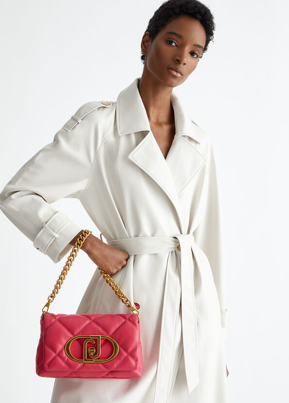 Spatarella Borse donna a spalla LaPuffy in matelassé fucsia