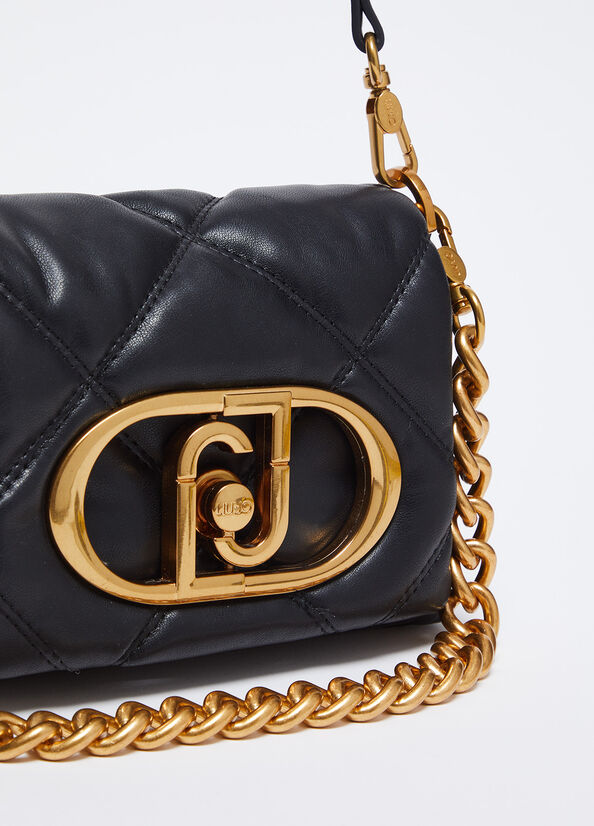 Spatarella Borse donna a tracolla LaPuffy matelassé in similpelle nera