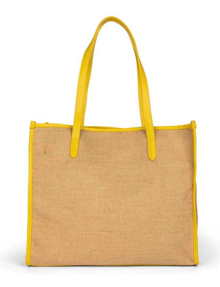 Spatarella Borse Donna Beach In Rafia Con Riporti Gialli