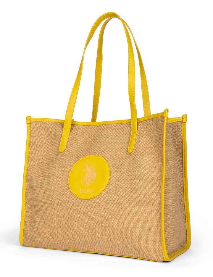 Spatarella Borse Donna Beach In Rafia Con Riporti Gialli