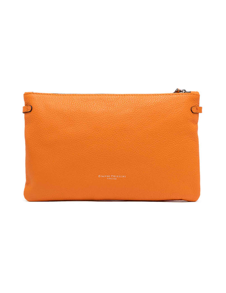 Spatarella Borse Donna Pochette Hermy In Pelle Arancione Con Manico A Bracciale E Tracolla In Pelle